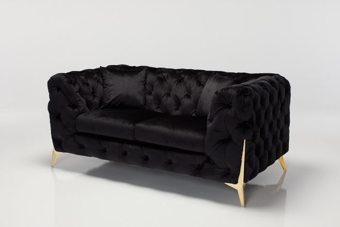 Annabelle 2.5 Seater Chesterfield Sofa - Black Velvet