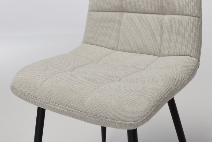 Enza Oatmeal Linen Dining Chairs with Black Metal Legs
