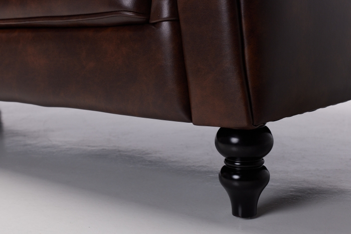 Charlotte - 3 Seater Classic Chesterfield Air Leather Sofa, Saddle Brown - Image 4