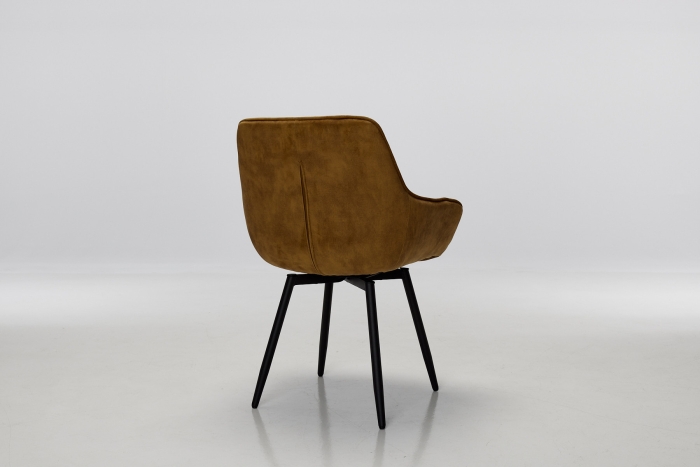 Venice Burnt Orange Velvet Swivel Dining Chairs with Black Legs (Pair)