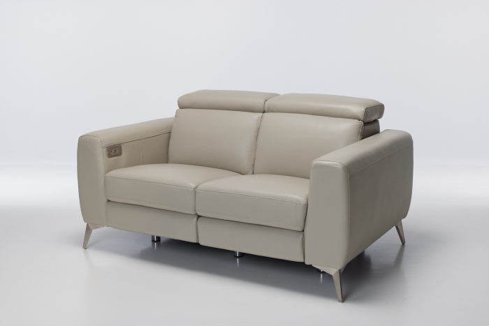 Denver Electric Recliner Premium Leather 2 Seater Sofa - Putty