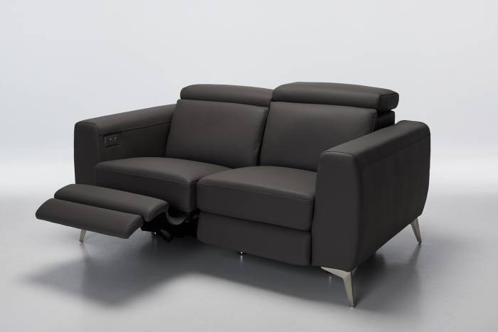Denver 2 Seat Electric Recliner Premium Leather Sofa - Ash Grey
