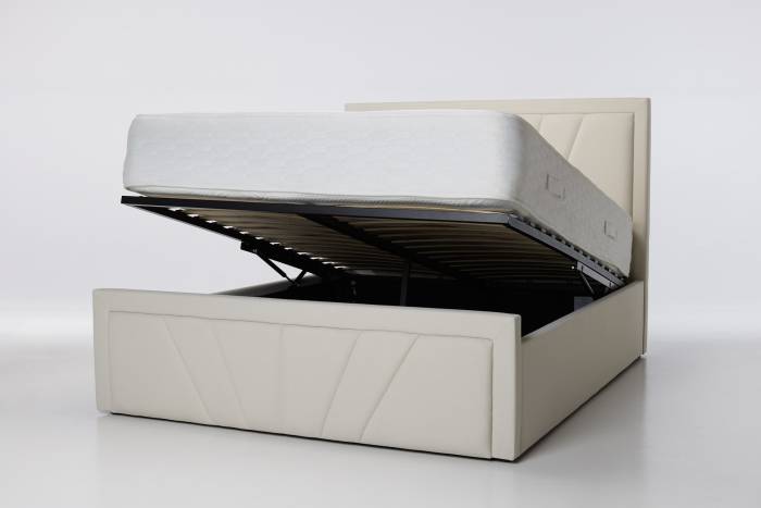 Saison Upholstered Ottoman Bed, Cream Linen Fabric