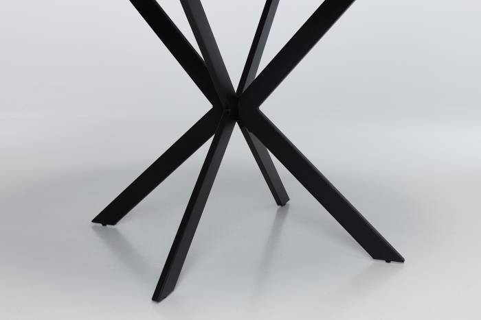 Tino 1.2m Lincoln White Stone Round Dining Table - Black Metal Base