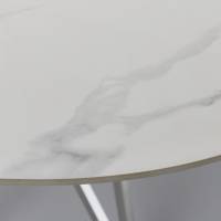 Jeni - 1.2m Lincoln White Stone Round Dining Table with Stainless Steel Base