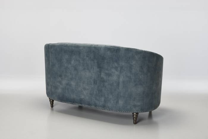 Olivia - 2 Seater Modern Chesterfield Sofa, Moon Grey Mottled Velvet - Image 6