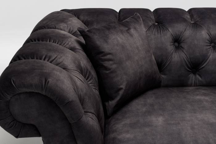 Charlotte - Classic Chesterfield Sofa, Mocha Grey Mottled Velvet