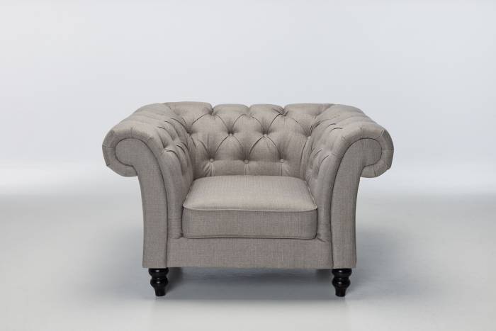 Charlotte - Classic Chesterfield Armchair, Grey Fabric
