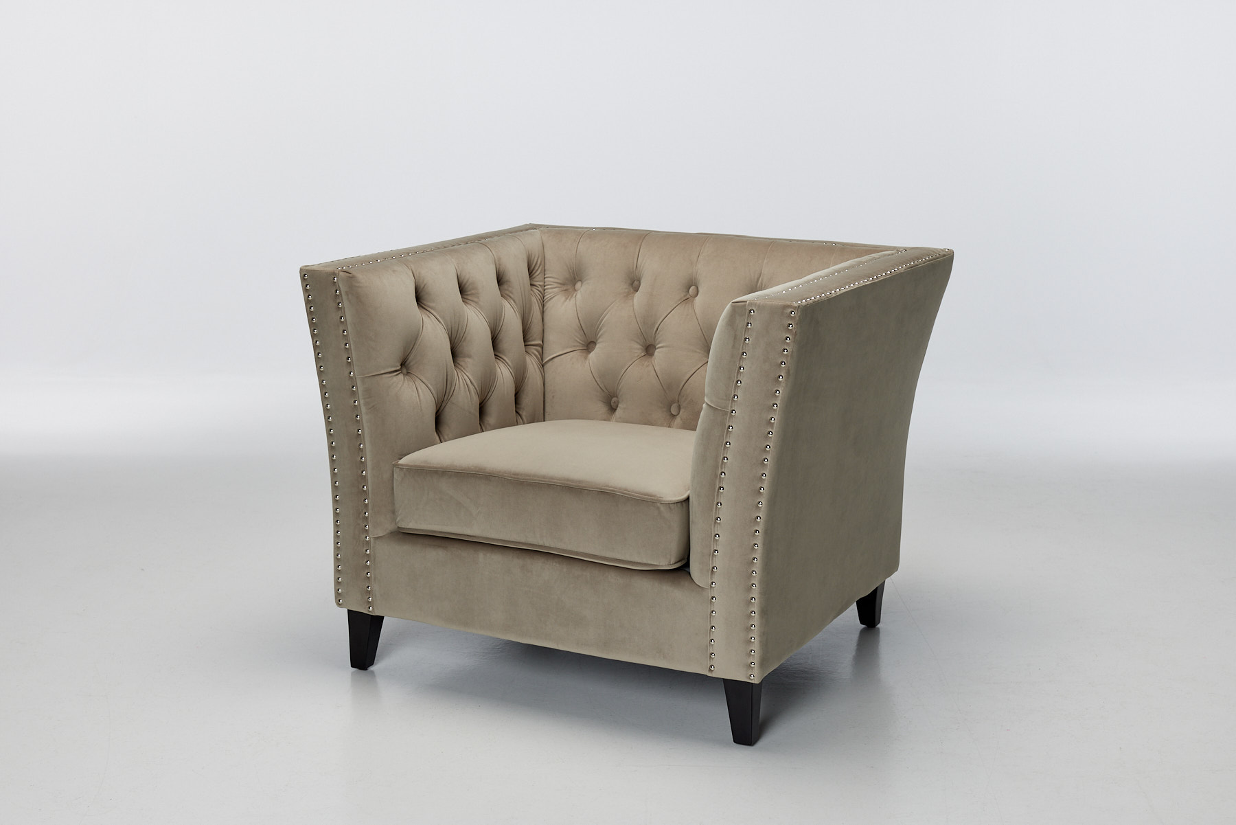 Chloe - Modern Chesterfield Armchair, Mink Velvet